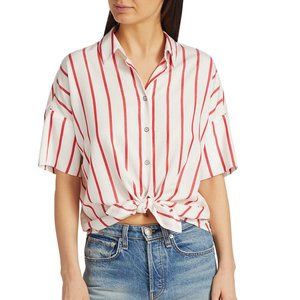 Rag & Bone Striped Drape Front-Tie Shirt